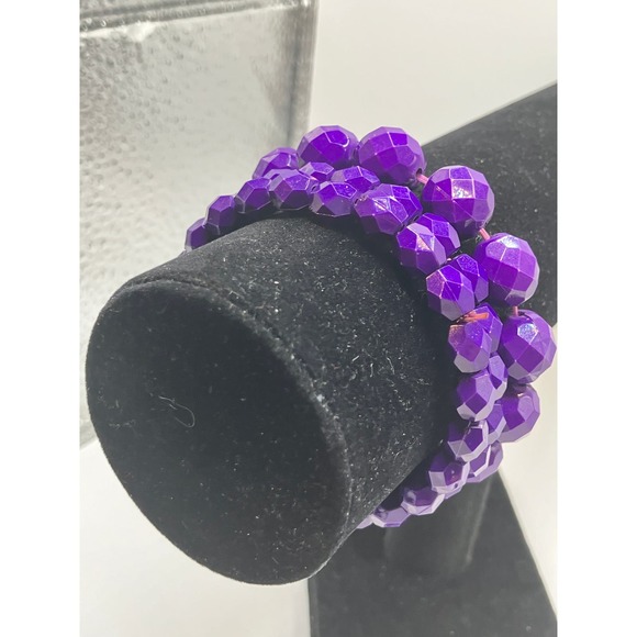 Purple Crystal Beaded Stretch Bracelet 3 Piece Set! - Picture 5 of 9